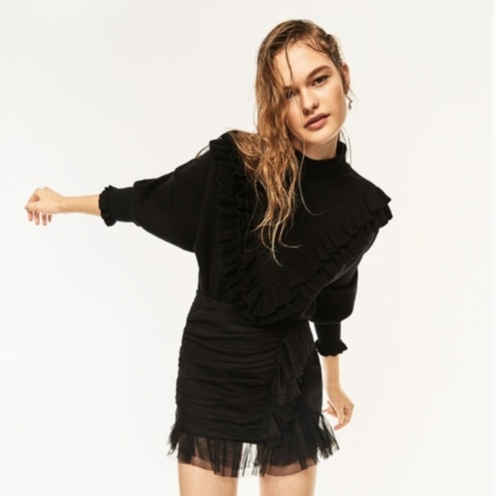 Zara Black Ruffled Skirt